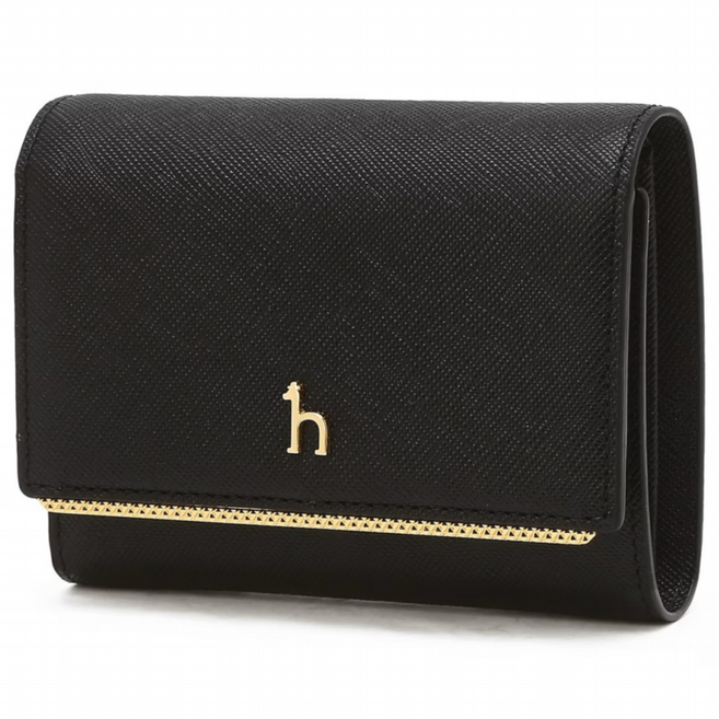 [헤지스]블랙 단색 소가죽 여성 반지갑