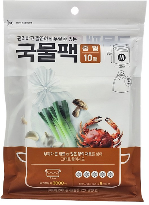 Jeepsaram 국내생산 일회용 대용량 국물팩, 1개, 10개입, 중(M)