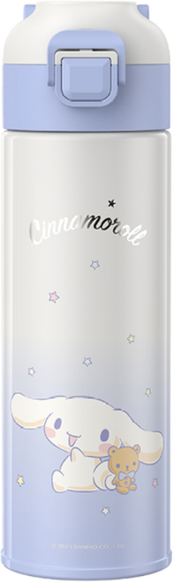 다나에 산리오 캐릭터즈 그러데이션 원터치 보온보냉 텀블러+데코덴 파츠, 시나모롤, 400ml, 1개