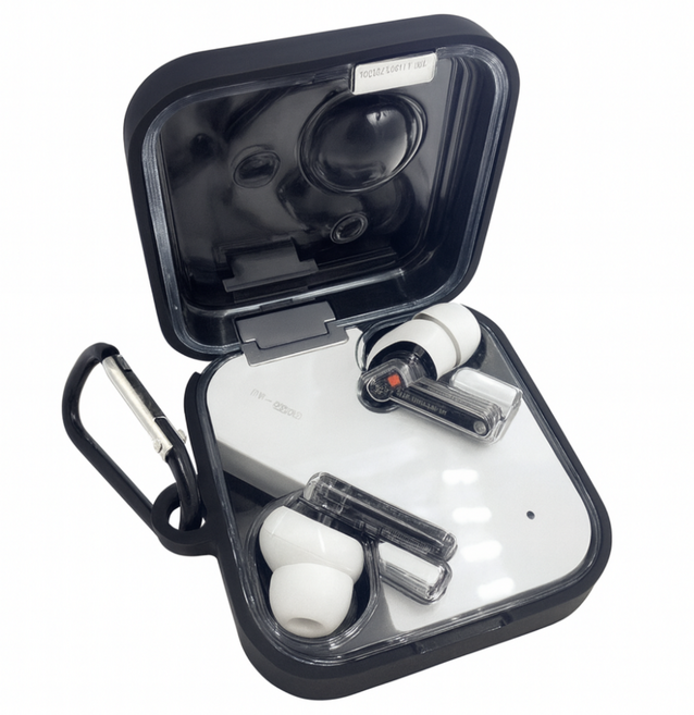 낫싱 이어2 Nothing Ear(2) 전용 실리콘 케이스 + 키링 충격방지 보호 커버, 블랙