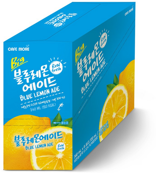 [카페모어] 빅 블루레몬에이드 (340ml ) 맛과향이좋은, 16개, 340ml