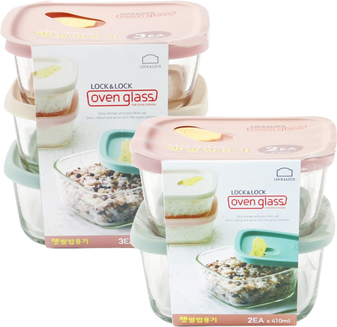 락앤락 햇쌀밥용기 320ml x 3p + 410ml x 2p, 1세트