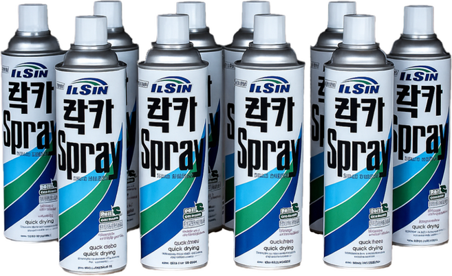 일신 락카 스프레이 페인트 전색상 대량 10개입, 1세트, 금색, 420ml