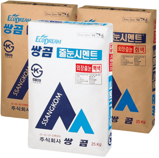 쌍곰 줄눈 시멘트 외장용 회색 백색 흑색 25kg, 1개