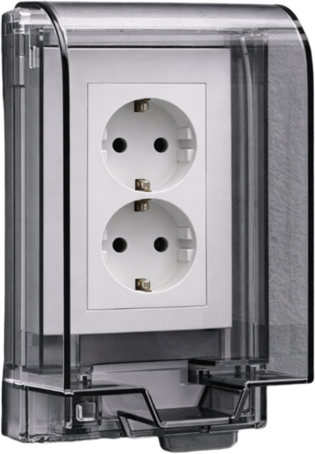 라이프툴스 방수 콘센트커버 안전덮개 잠금기능, 블랙투명, 1개