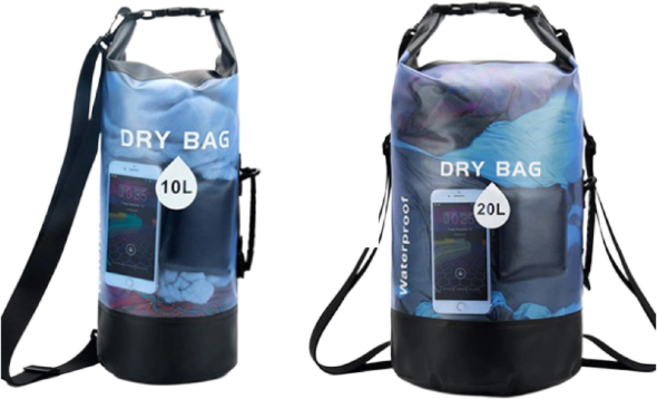 스토리원 스포츠 드라이백 방수가방 10L + 20L 세트 물놀이 수영 U-SSBG023, 블루세트