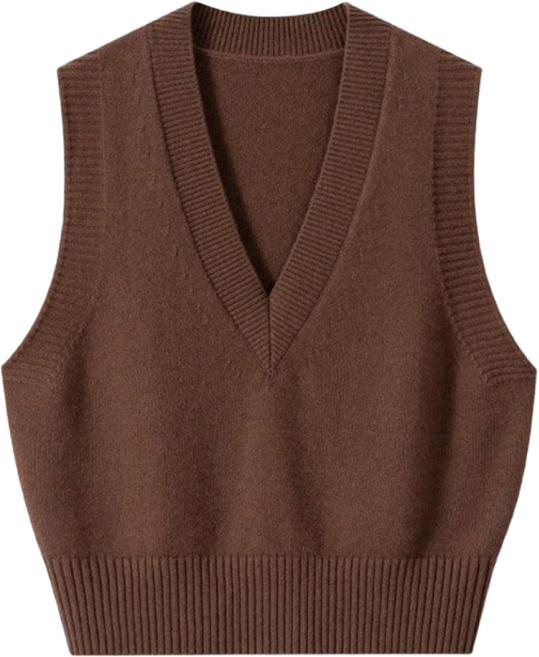 ORZQU 겨울 여성 브이넥 민소매 베스트 빅사이즈 솔리드 아우터 코디 니트