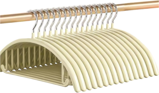 생활공감 PVC 어깨뿔 방지 논슬립 옷걸이, 베이지, 30개