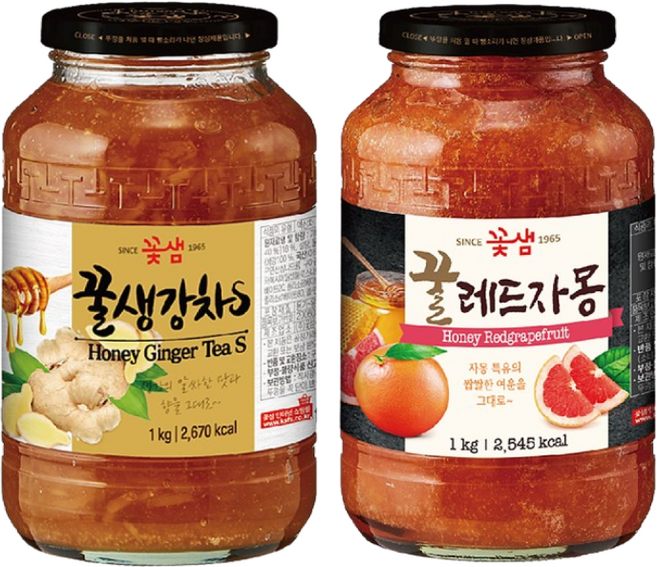 꽃샘 꿀생강차S 1kg +꿀레드자몽 1kg, 1, 본상품선택, 1개