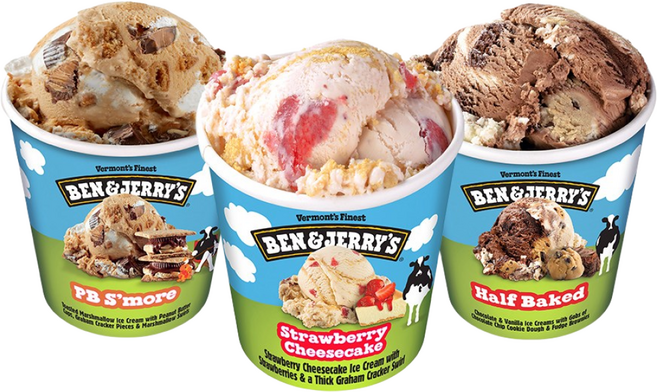 벤앤제리스 파인트 아이스크림 3종 혼합구성(스트로베리치즈케익+피비스모어+하프베이크드), 1개