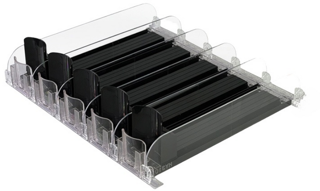 준성유통 냉장고 캔음료 트레이 정리함 3열31cm 5열38cm 맥주 음료수 자동정렬 디스펜서 다용도 다규격 호환, 1개, 블랙