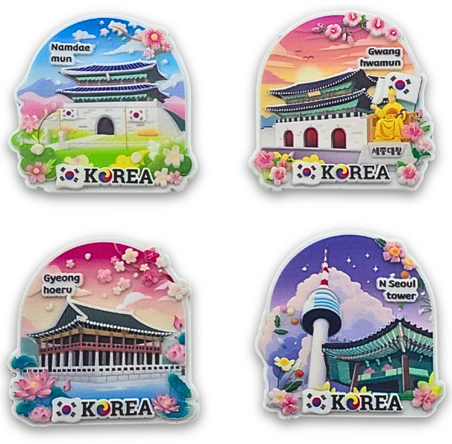 한국민예사 코리아 서울 부산 제주 한복 관광 입체 자석 4조 한국 기념품 외국인 선물 korean souvenir ref magnet, 02