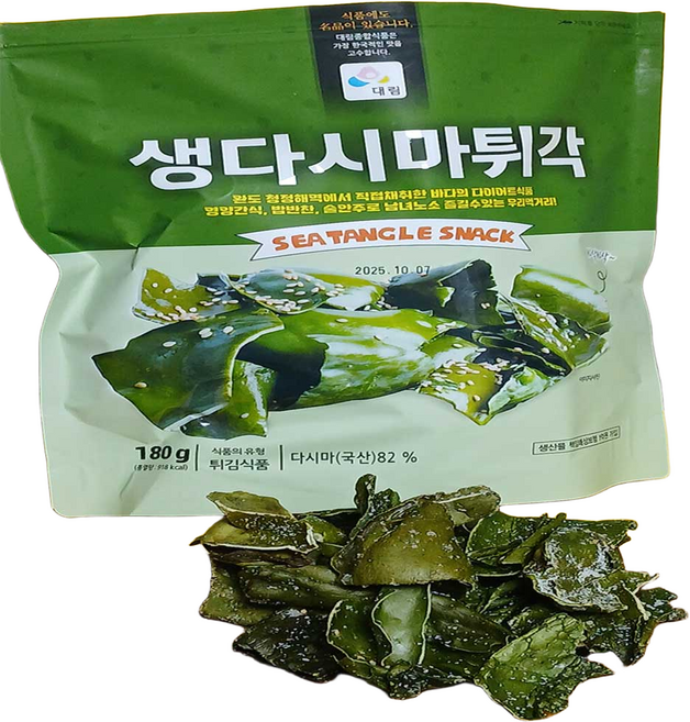 국내산 생다시마 튀각 180g 대림 다시마 부각 건강간식 맥주안주 술안주, 2개