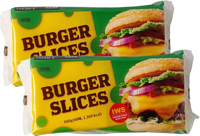 [코다노 호크랜드] 버거 슬라이스 체다치즈 800g 48매, 2개