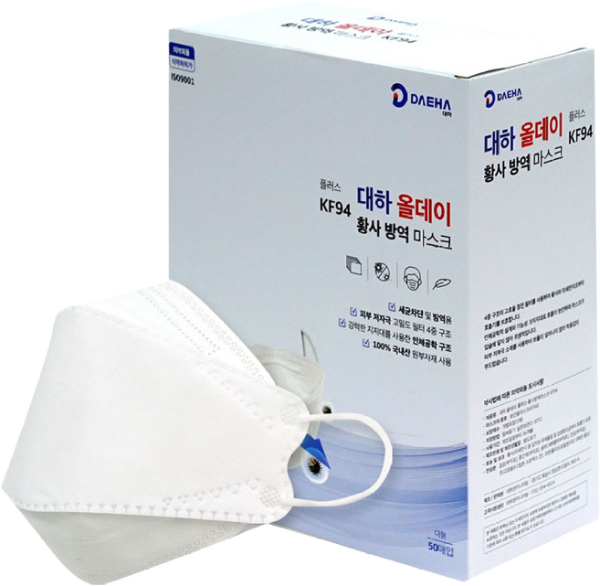 대하 올데이 플러스 황사방역 마스크 KF94, 50매입, 1개, 흰색