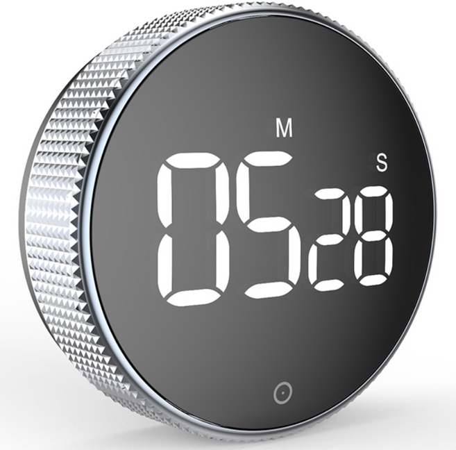 MAME LED 디지털 쿠킹 다이얼 자석 타이머, 실버, 1개