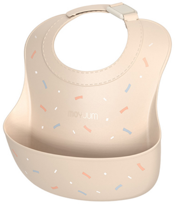 모윰 실리콘 이유식 턱받이 스윗파티, 베이지, 1개입, 1개