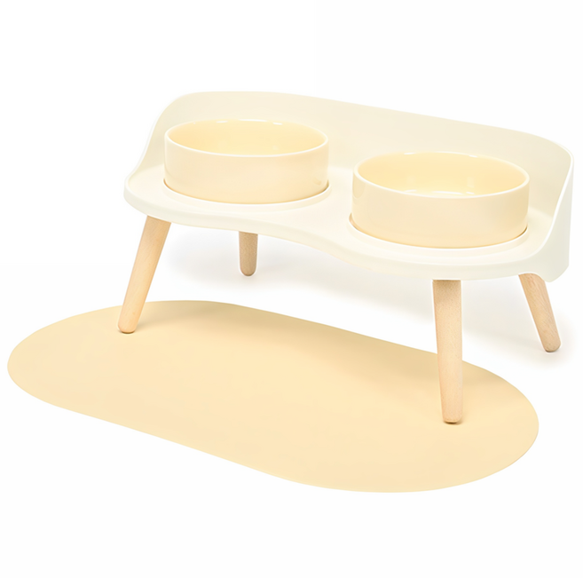 강아지 밥그릇 고양이 애견 반려동물 식기 물그릇 2구, 버터 옐로우, 1개, 10cm