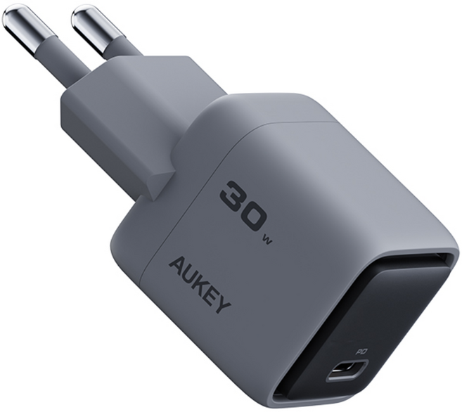 아오키 AUKEY 30W 초소형 고속충전기 PA-C1, 1개, 그레이