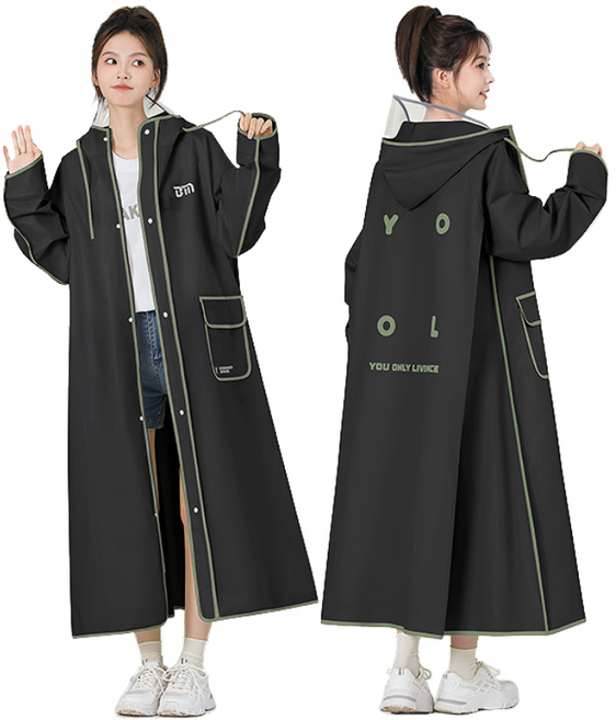 YANGTA 비완벽 차단 고탄력 투명챙 길고 베이직한 오버핏 레인코트 다회용 EVA야외 캠핑 우비 라이딩 우비골프 비옷경량 레인코트