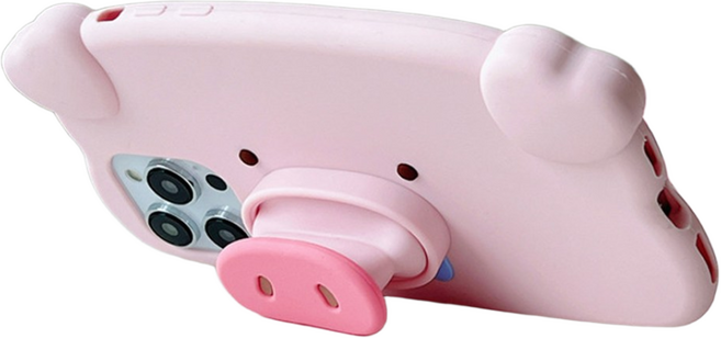 아이폰 케이스 귀여운 돼지 캐릭터 디자인 돼지코 손잡이 스탠드 거치대 커플 우정 휴대폰 케이스