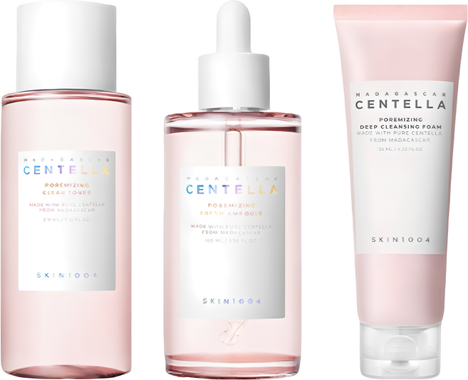 스킨천사 마다가스카르 센텔라 모공 케어 3종 세트 – 클리어 토너 210ml + 프레쉬 앰플 100ml + 딥 클렌징 폼 125ml, 1개