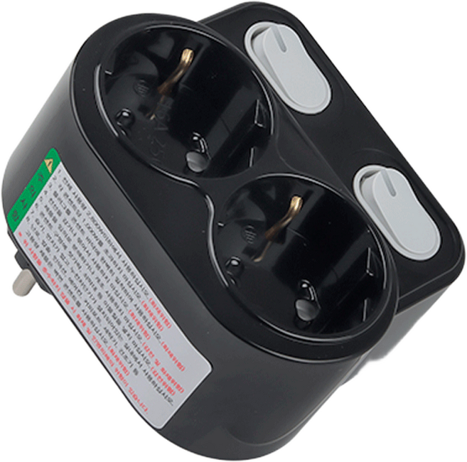 아이정 현대 회전형 2구 스위치 멀티탭 콘센트 블랙, 1개, 9.2cm