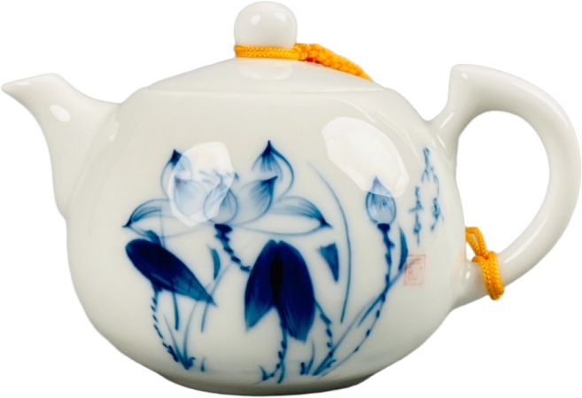 차주전자 청화백자 연화문 다관 180ml 티팟 FB72, 흰색