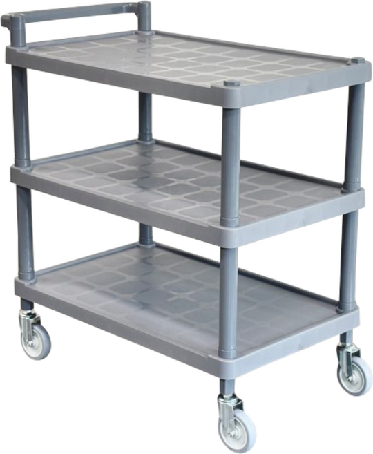 [국내생산] 유런 3단 플라스틱 서빙카트 식당카트 운반카트(ABS봉) 회색, 1개