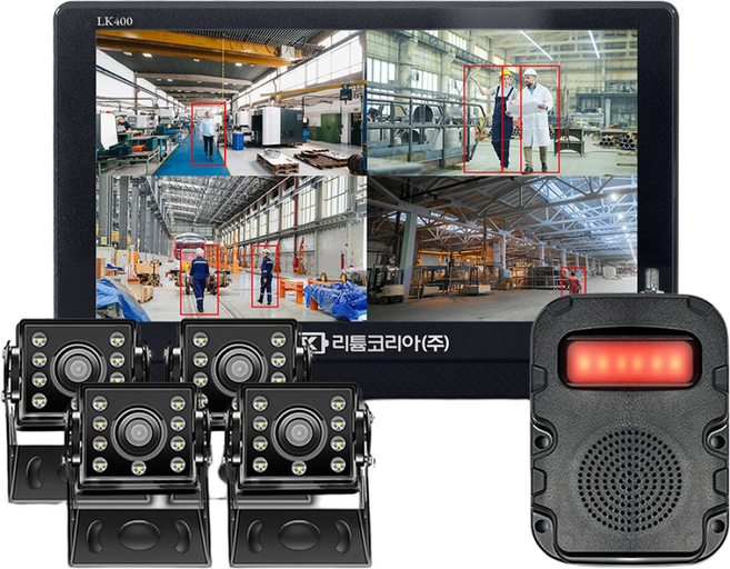 AI인공지능 지게차 산업장비 4채널 블랙박스 후방카메라 방수 사각지대 사람자동인식 모니터 경고등, 기본형(7인치)