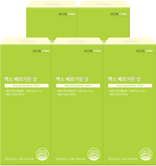 [공식] 뉴트리코어 맥스 베르가못 샷 액상 스틱 이탈리아산, 280g, 5개