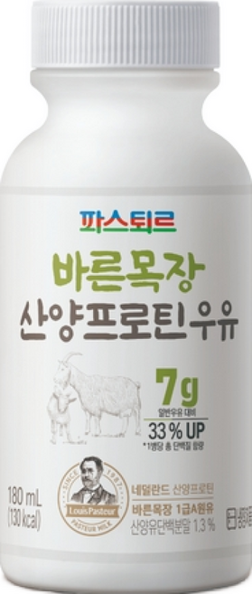 파스퇴르 산양유 프로틴 우유 180ml, 18개