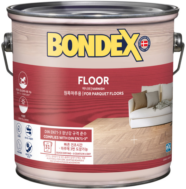 본덱스 퀵드라잉 PU 바니쉬 2.5L, 반광