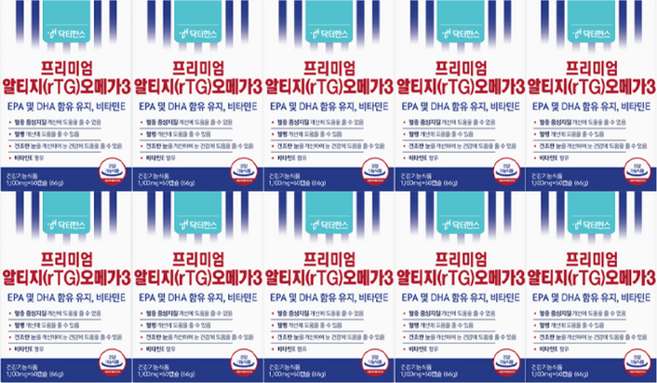 닥터한스 프리미엄 알티지 rTG 오메가3 노르웨이산 EPA DHA 함유유지, 10개, 60정