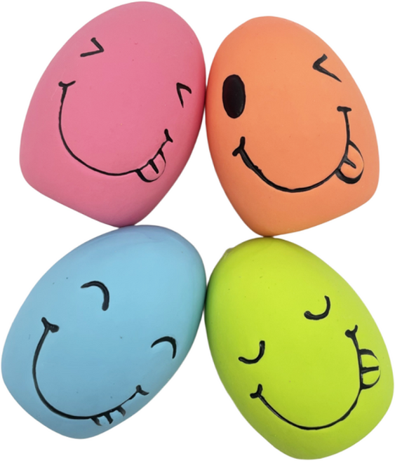 위드어스 담다 스마일 에그 봉봉 라텍스 토이 4P_ 소리나는 강아지 장난감 삑삑이 장난감 물놀이 장난감 반려동물 장난감, 1세트, 미니메롱
