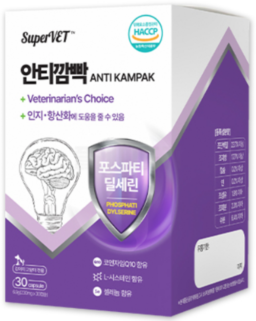 강아지 고양이 인지 영양제 뇌 치매 치매예방 항산화제 슈퍼벳 안티깜빡, 1개, 뇌/인지, 30정