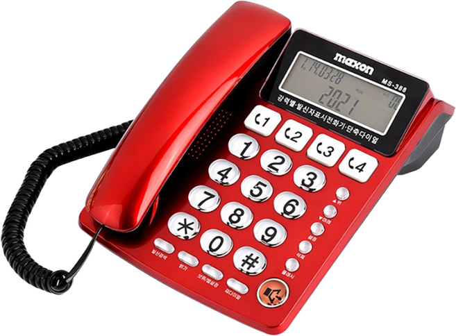 KC인증 맥슨 강력벨 유선전화기 발신자표시 온후크, MS-388(레드)