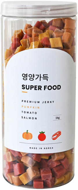 제로랩스 강아지 영양가득 져키, 혼합맛(단호박/토마토/연어), 1kg, 1개
