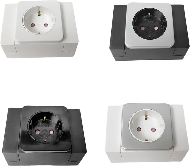 위너스 빌트인 노출 콘센트 1구 카페 가구 씽크대 상부장 작업대 쇼케이스, 핀타입, A-1 노출콘센트1개용(화이트+화이트), 1개