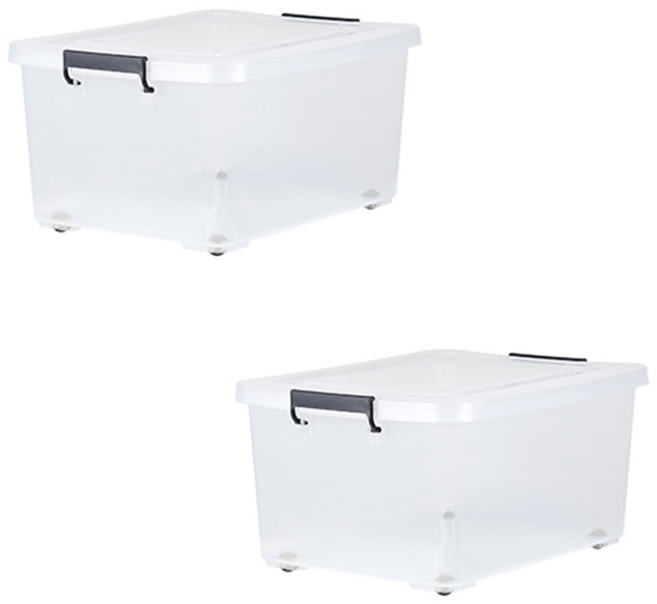 하우스레시피 이동식 투명 리빙박스 80L, 그레이, 2개