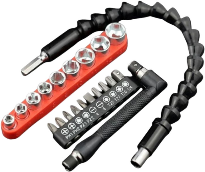 tinduo L자 소켓 렌치 드라이버 육각비트 복스알 플렉시블 샤프트 21P 세트, 21종 세트