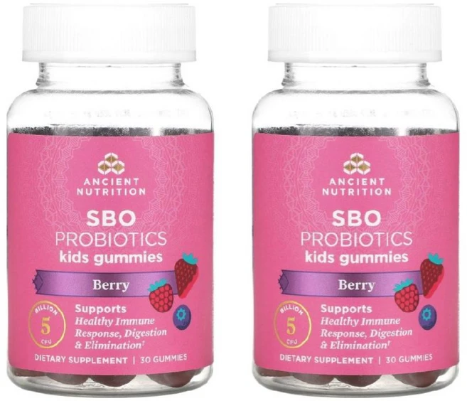 Ancient Nutrition 어린이 SBO 프로바이오틱 베리 맛 50억CFU 30 구미젤리, 30정, 2개 - 쿠팡