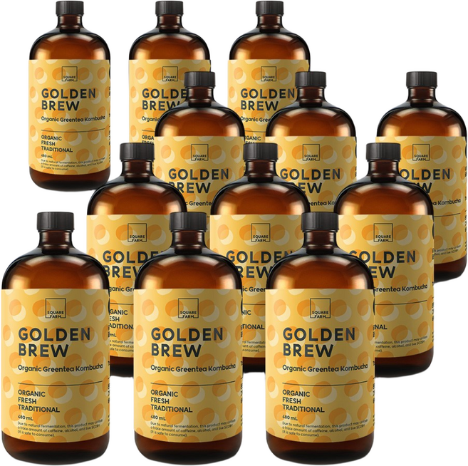 골든브루 유기농 그린티 콤부차 텐저리나, 12개, 480ml