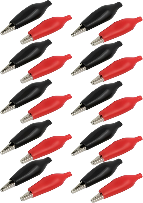 절연부트 악어집게 악어클립 DIY작업 테스트 전설 연결, 1세트, 대 레드 10개 + 블랙 10개