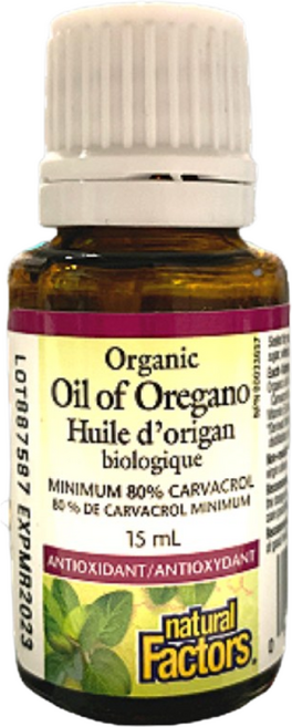 내추럴팩터스 오가닉 오레가노 오일 80% 카바크롤 오일 15ml 드롭 3병 (Natural Factors Organic Oil of Oregano drop)