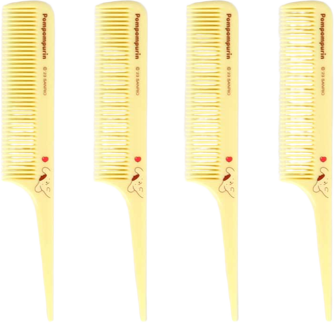 국산 산리오 미니 꼬리빗 휴대용빗 앞머리빗, 4개, 폼폼푸린