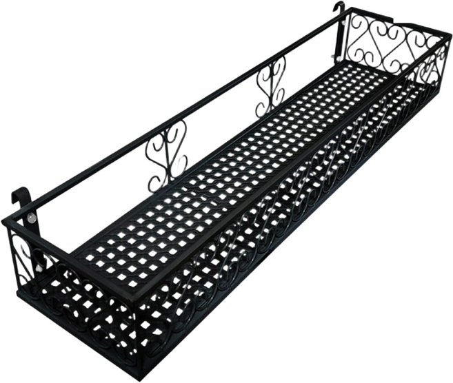 MK 베란다 화분걸이대 일반 창틀용 (직각 80 X 25cm) 창틀고리2개형, 검정, 1단