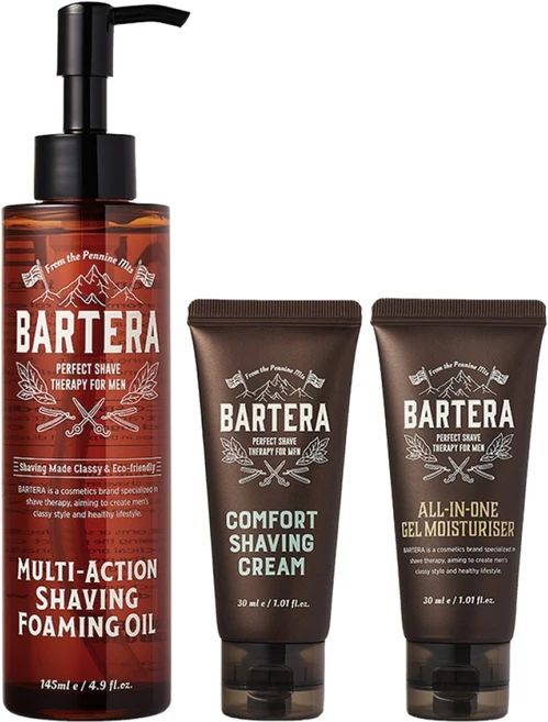 바르테라 남자 쉐이빙폼 오일 145ml +면도크림 30ml 남자로션 30ml, 1개 - 쿠팡