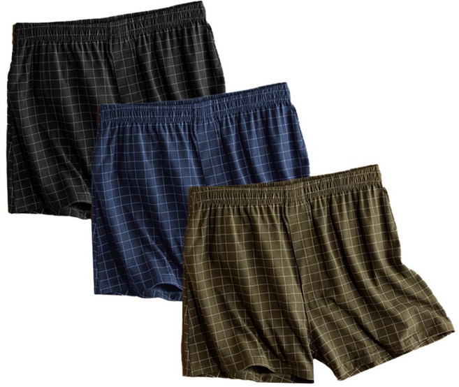남성 체크 트렁크 팬티 3매입 세트