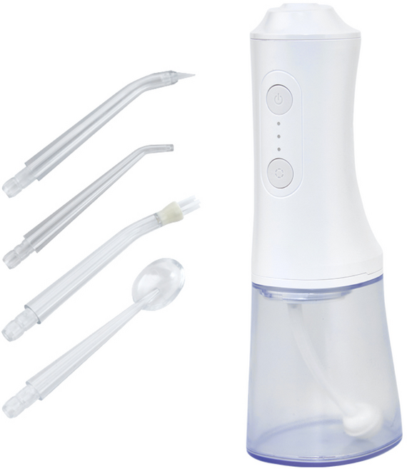 [독일브랜드] 구강세정기 휴대용 가정용 물치실 맥동수압 치아세정기 교정 잇몸 케어 입냄새 편도결석 제거기 방수 분리형 물통 USB 충전 여행용 사무실 치간 칫솔 선물, 화이트, 휴대용 고급 구강세정기 300ml